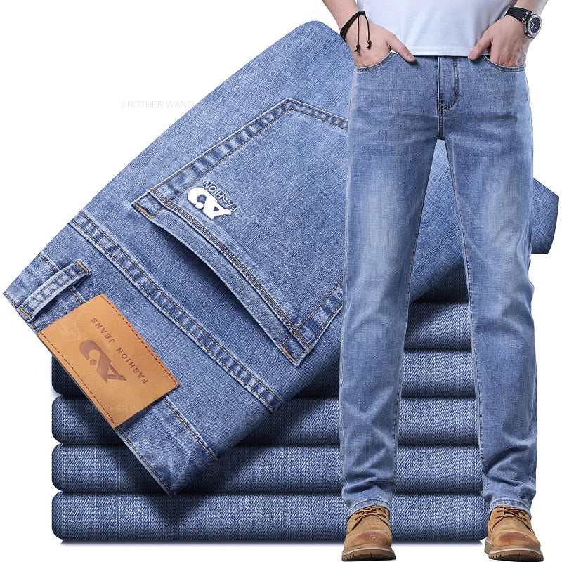 Light Blue Slim Fit Stretch Jeans for Men ATHLEXES