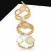 OCESRIO Mini Crystal Flower Open Ring in Gold Plated Copper ATHLEXES