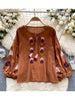 Vintage Elegance Embroidered Autumn Blouse D5541 ATHLEXES