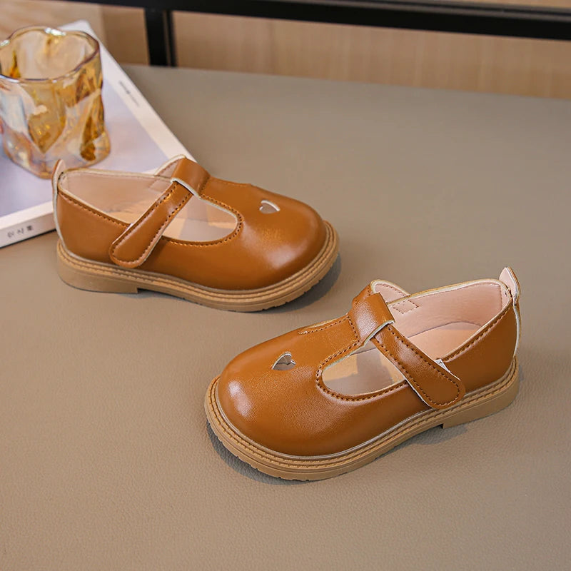 Charming Heart Princess Leather Flats for Kids ATHLEXES