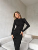 Velvet Elegance Slim Fit Long Sleeve Dress ATHLEXES