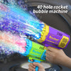 Kids' 40-Hole Rocket Bubble Gun with LED Light ATHLEXES