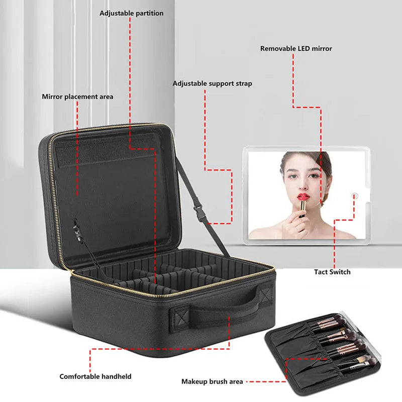 LuxeGlow LED Makeup Organizer with Mirror ATHLEXES