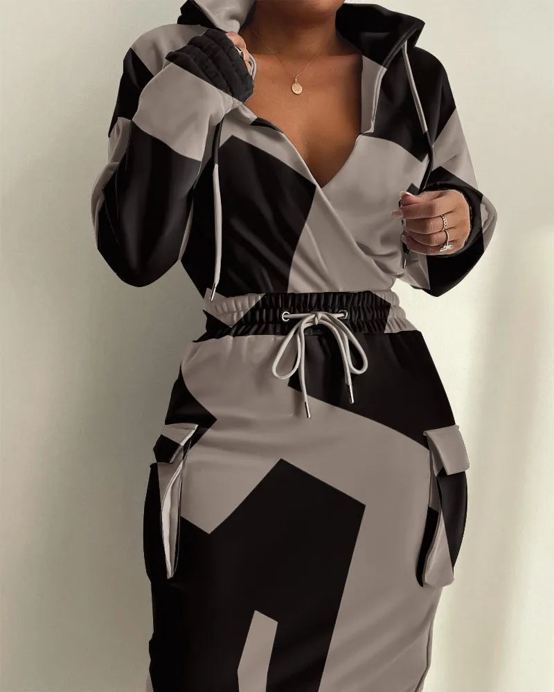 Plaid Hoodie Dress with Drawstring Detail ATHLEXES