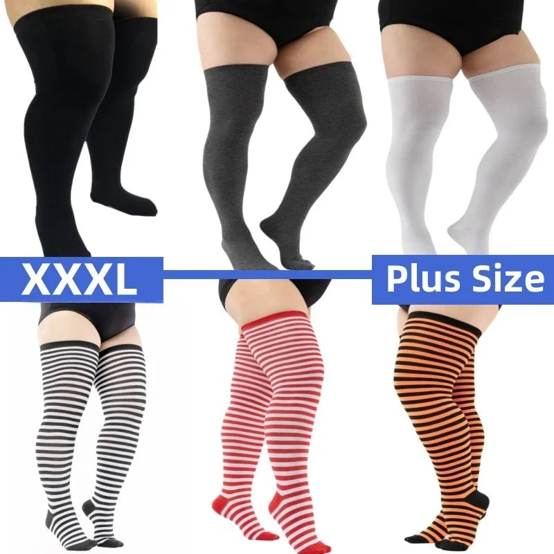 ChicPlus Curvy Thigh High Striped Socks ATHLEXES