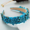 Elegant Blue Rhinestone Turban Headband for Women ATHLEXES