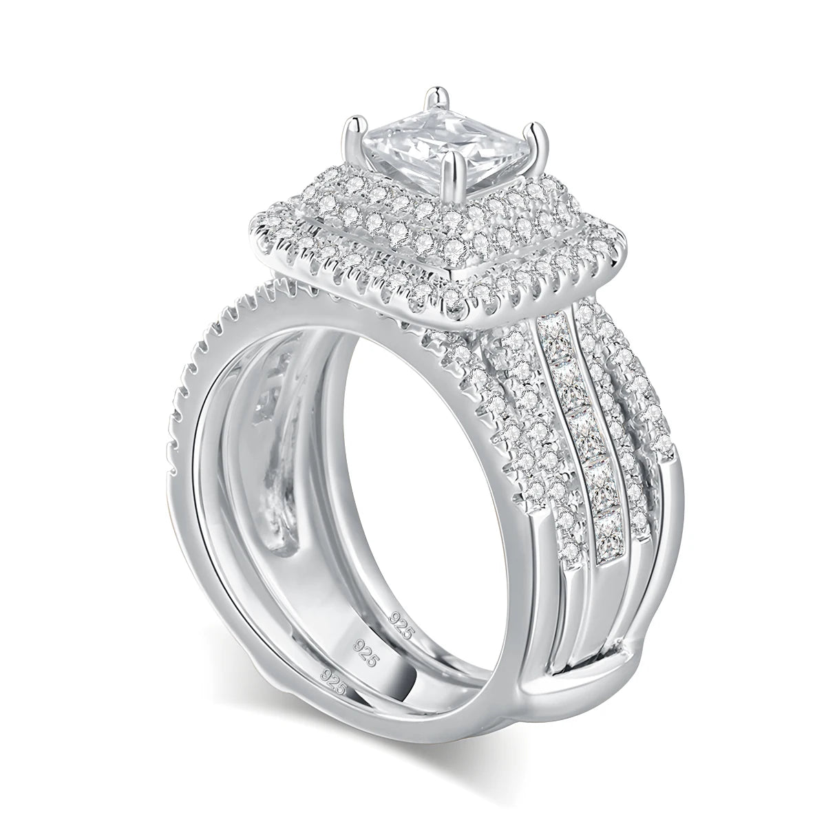 Elegant 2PCS Moissanite Wedding Ring Set 925 Silver ATHLEXES