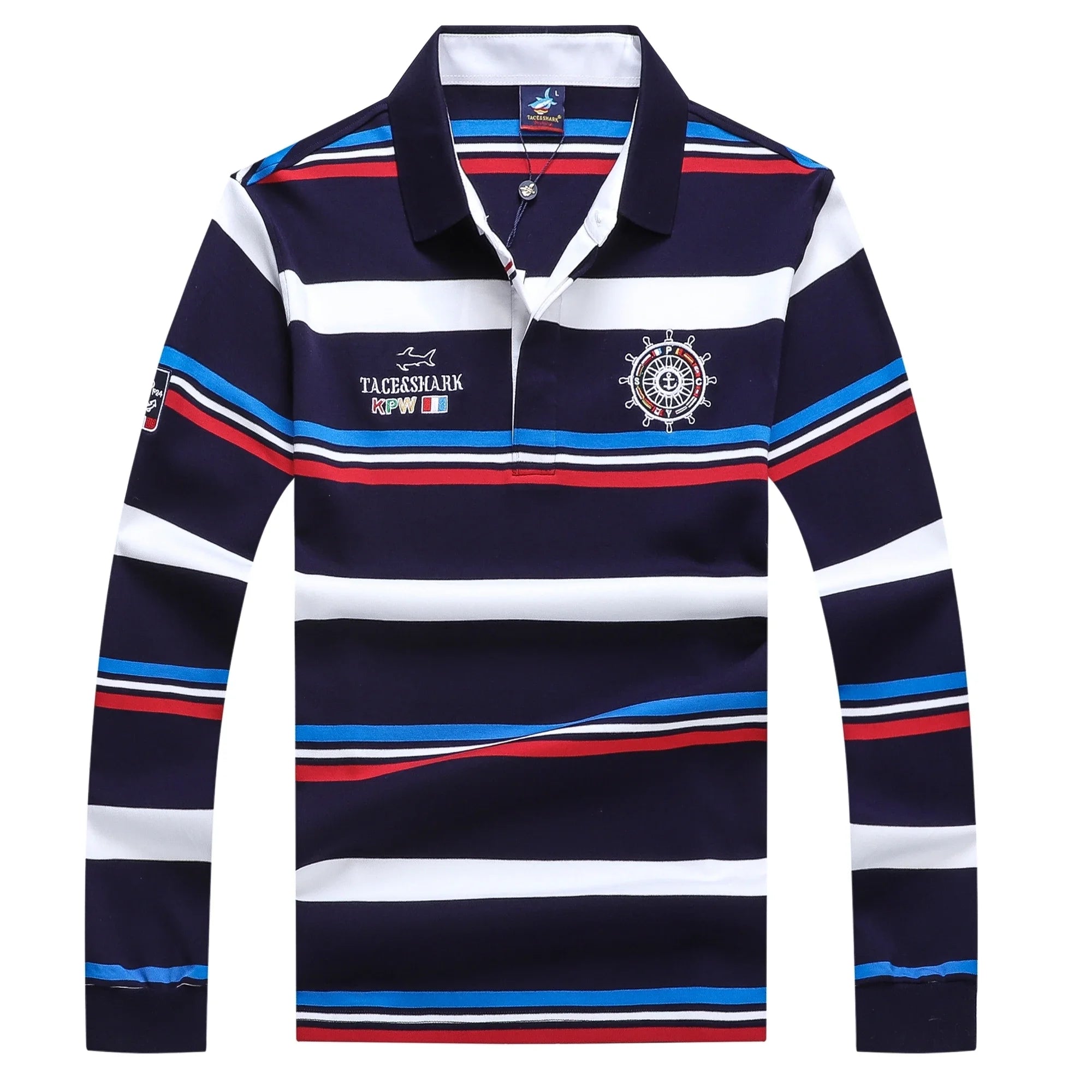 TACE&SHARK Premium Striped Long Sleeve Polo Shirt ATHLEXES