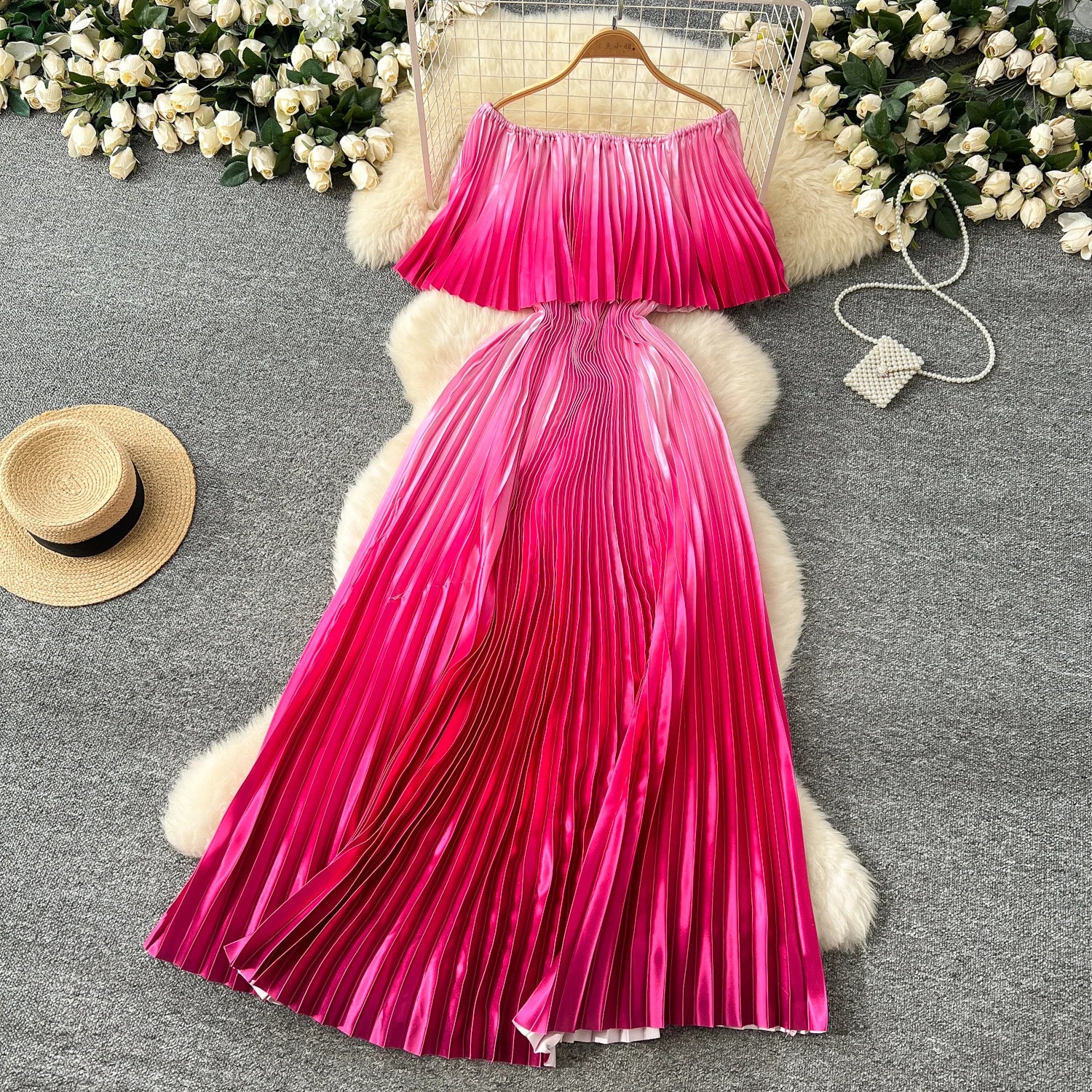 Gradient Luxe Off Shoulder Maxi Dress ATHLEXES