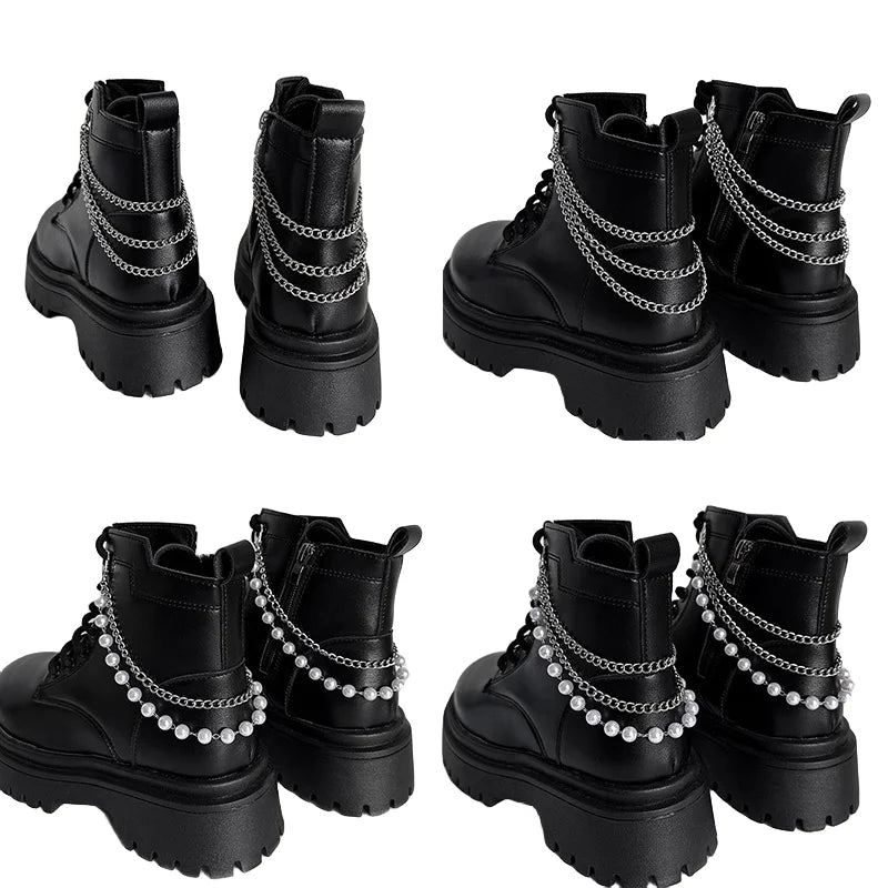 Elegant Pearl Chain Accessories for Martin Boots and Shoes ATHLEXES