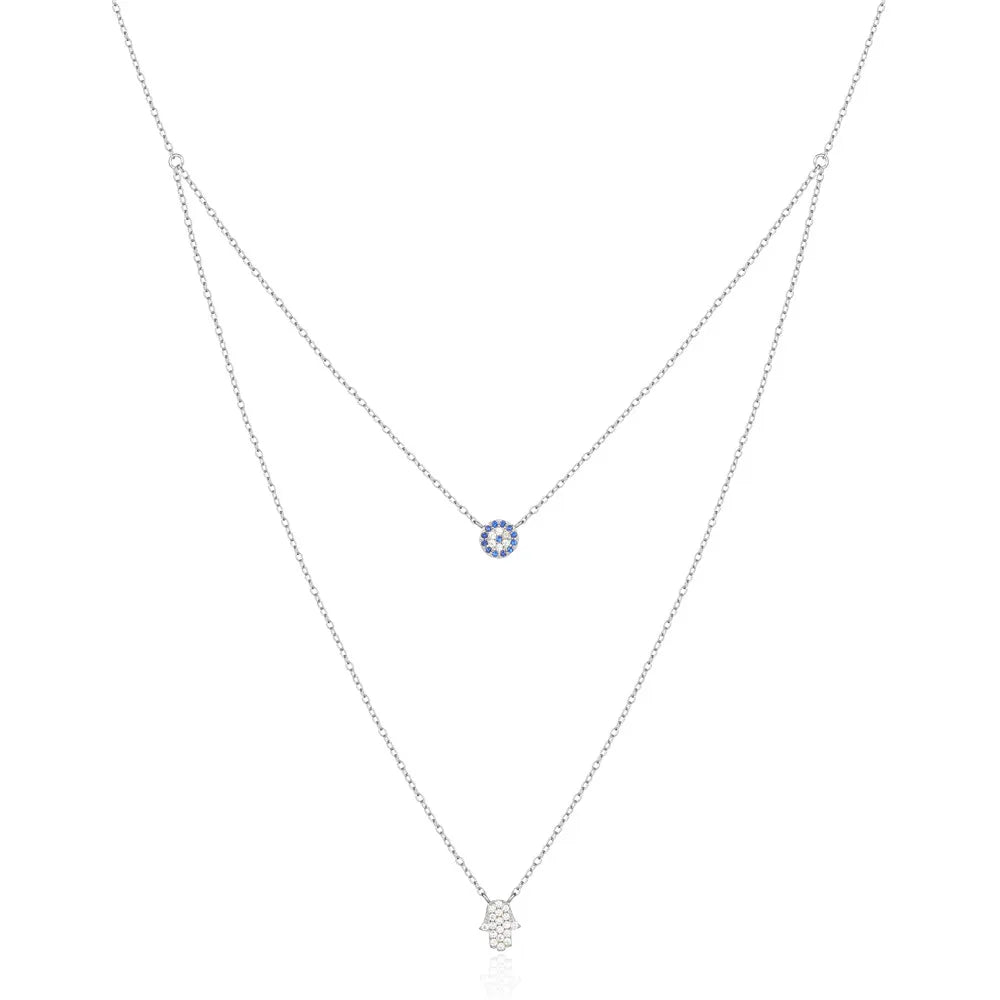 CANNER 925 Silver Devil Eyes Blue Zircon Pendant Necklace ATHLEXES
