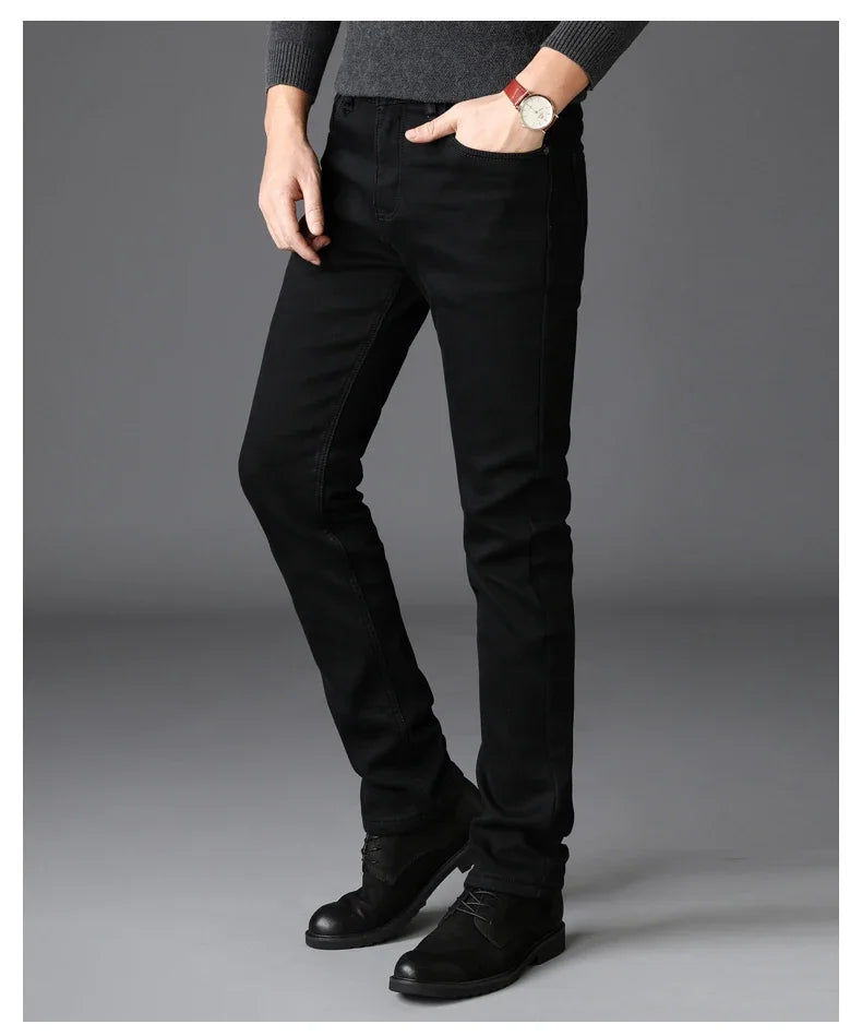 Classic Black Biker Stretch Denim Trousers ATHLEXES