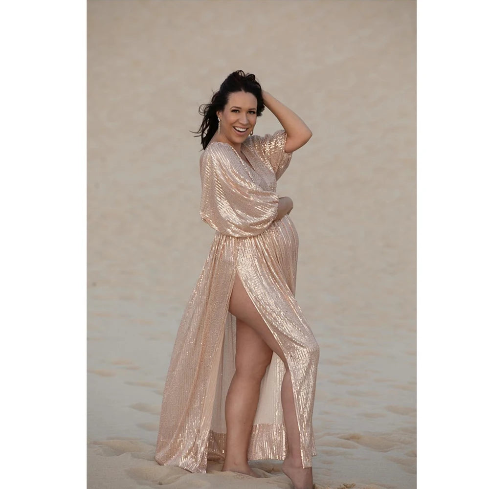 Vintage Sequin Maternity Photography Gown Dress ATHLEXES