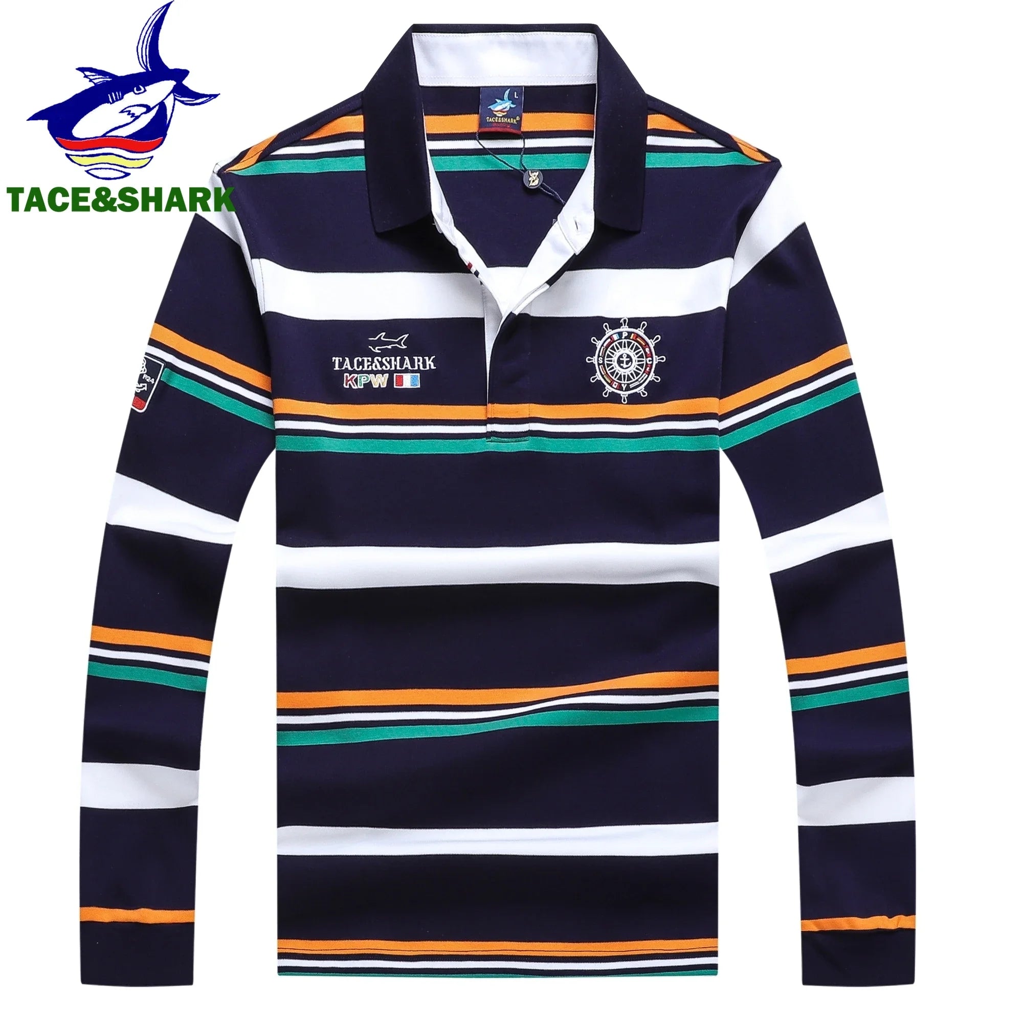 TACE&SHARK Premium Striped Long Sleeve Polo Shirt ATHLEXES