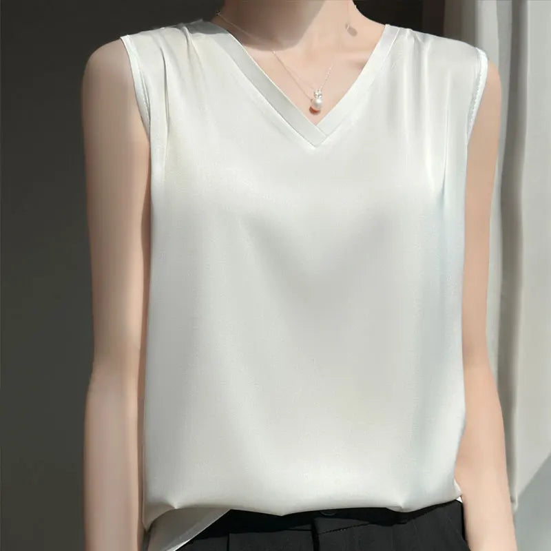 SilkBlend V-Neck Summer Blouse for Women ATHLEXES