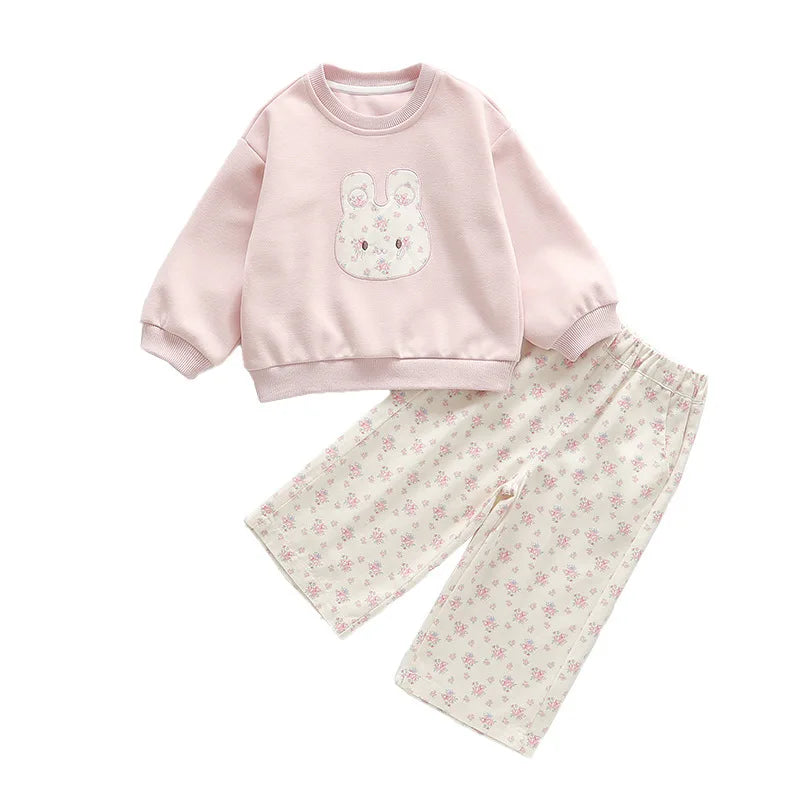 Floral Bunny Hoodie and Trousers Set for Girls ATHLEXES