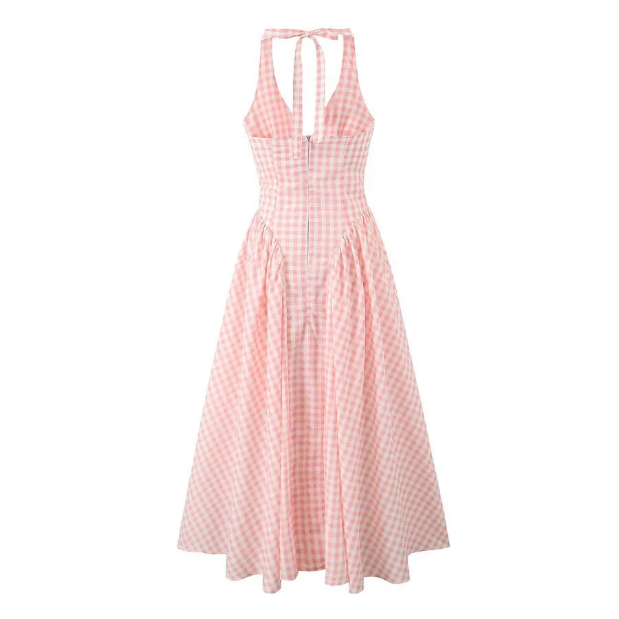 Chic White Backless Halter Dress for Summer Events ATHLEXES