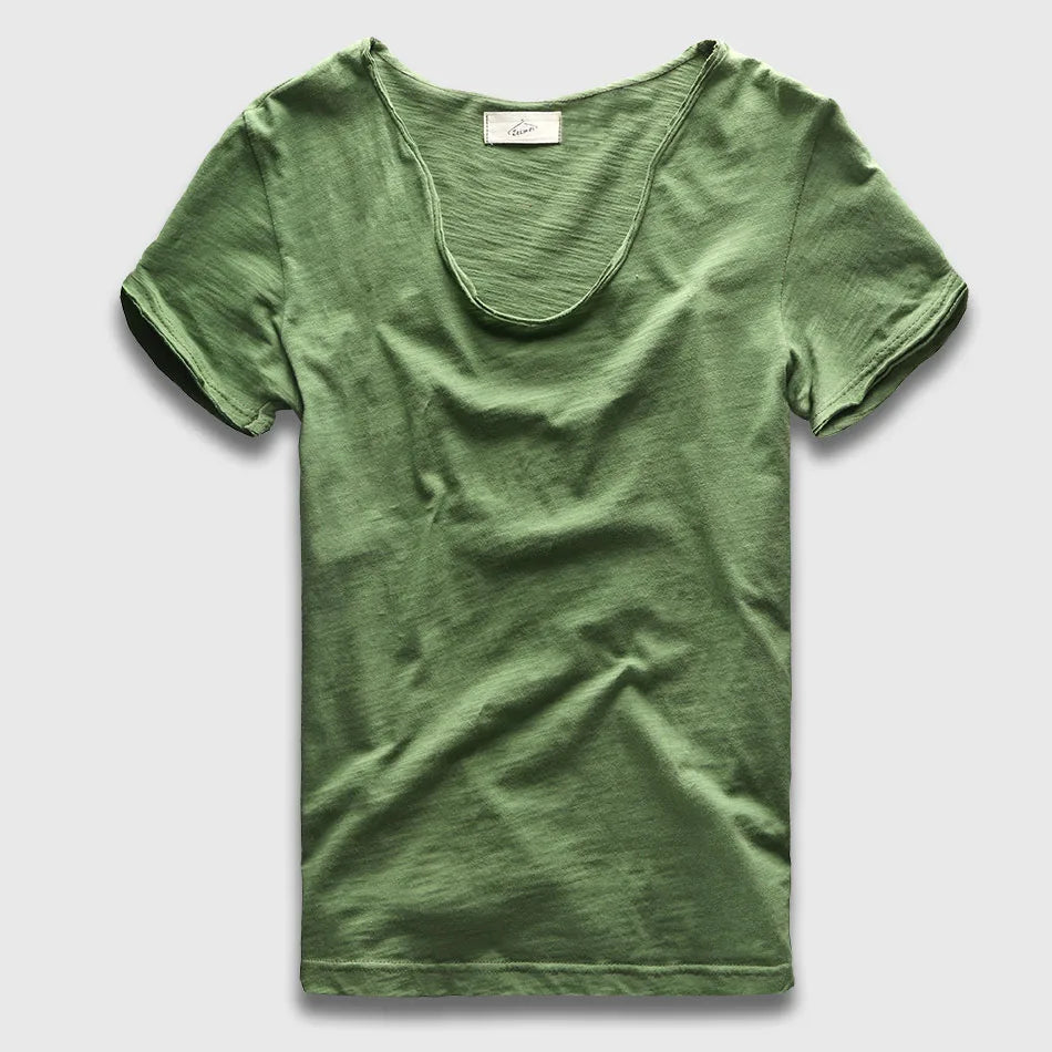 VogueFit Solid Cotton V-Neck Slim Fit T-Shirt for Men ATHLEXES