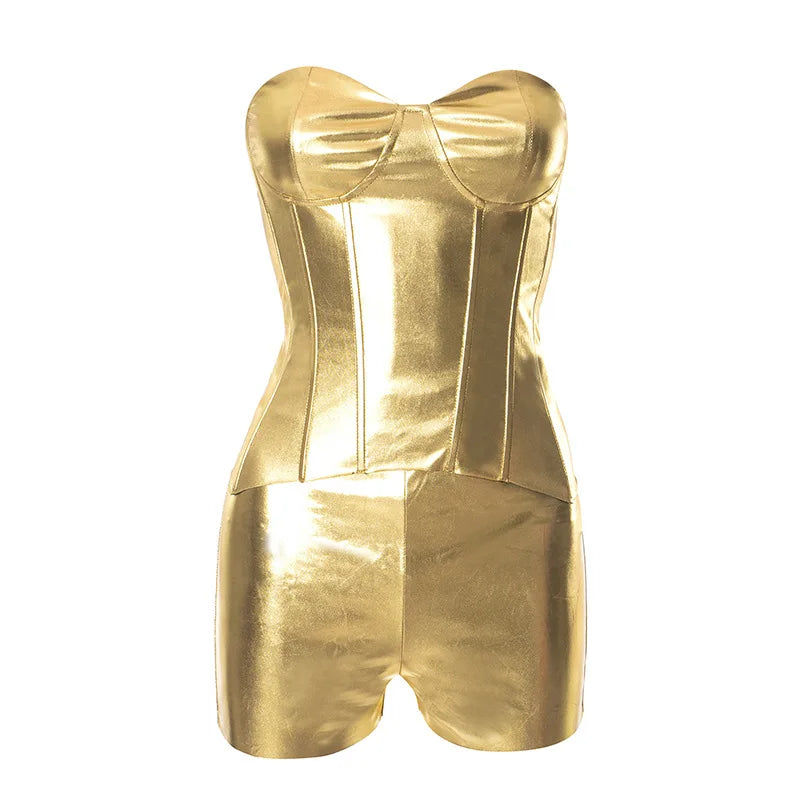 Goddess Glam Metallic Corset Top ATHLEXES