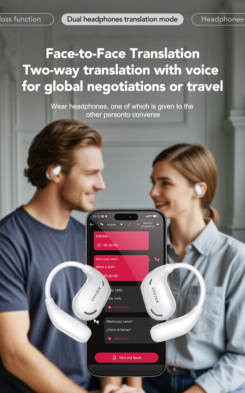 ERAZER XT66PRO Smart Bluetooth Earbuds with Translator ATHLEXES