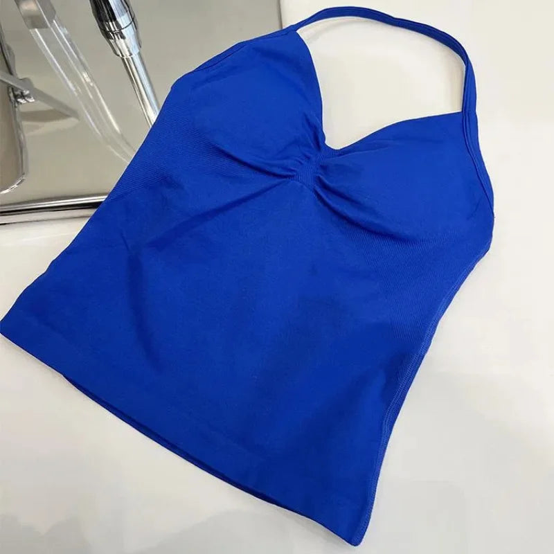 Vibrant Strappy Yoga Tank with Built-In Bra ATHLEXES