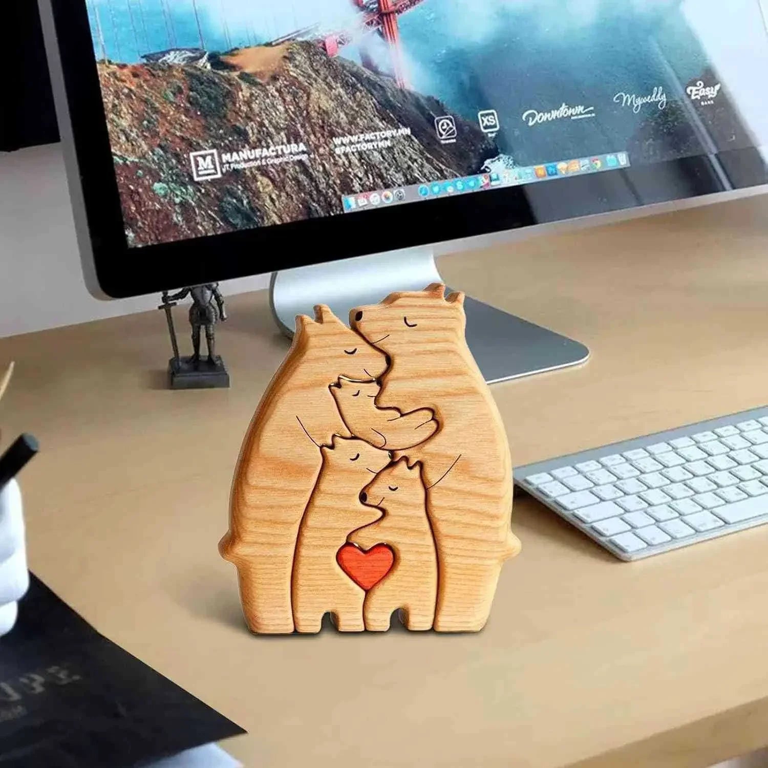 Personalized Wooden Bear Family Puzzle Decor Gift ATHLEXES