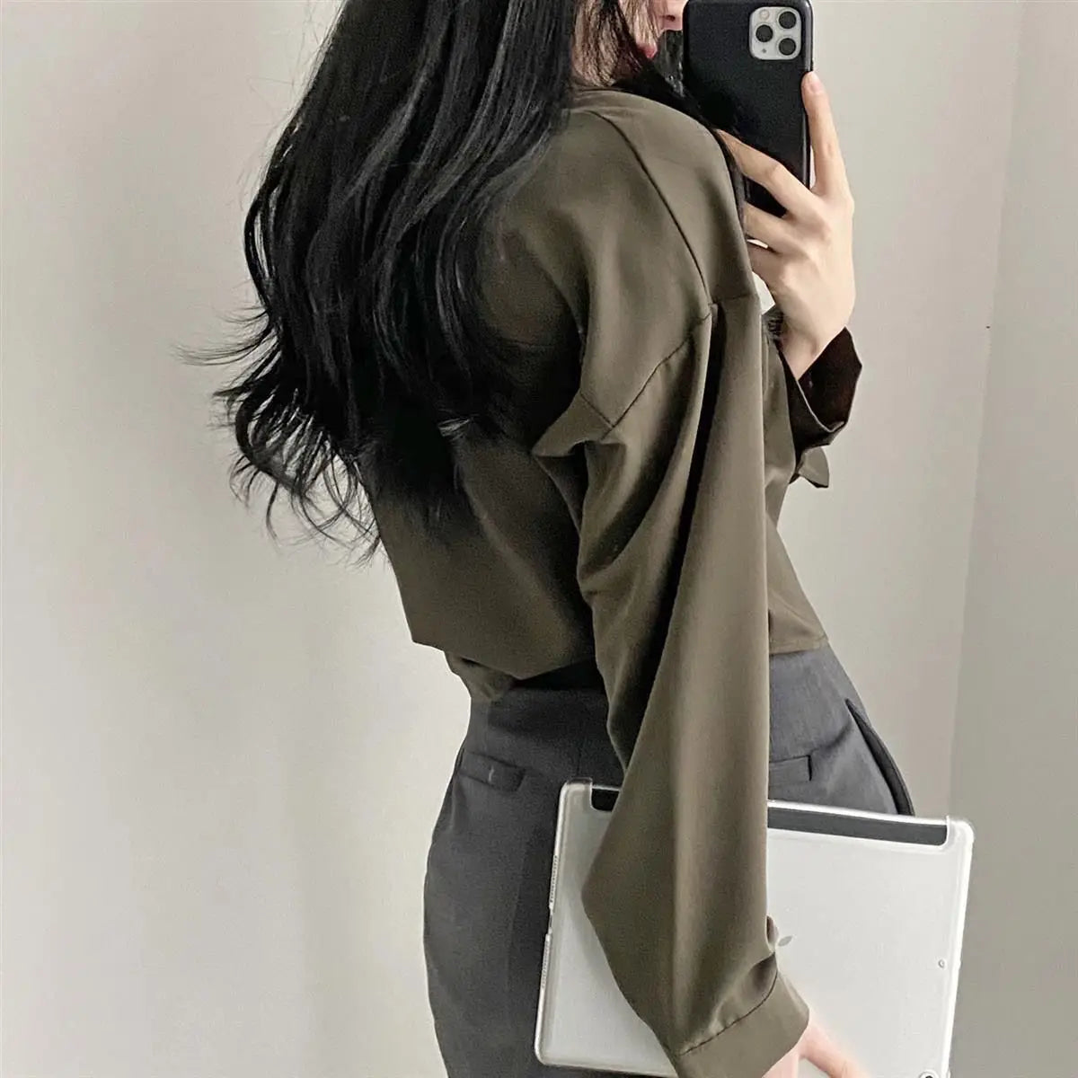 Elegant Casual White Long Sleeve Blouse ATHLEXES