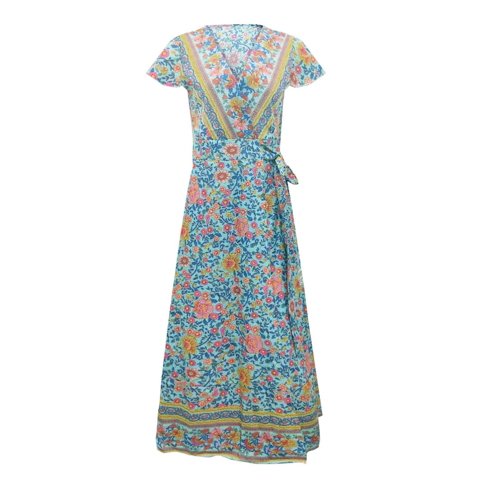Chic V Neck Summer Slit Maxi Dress for Women ATHLEXES