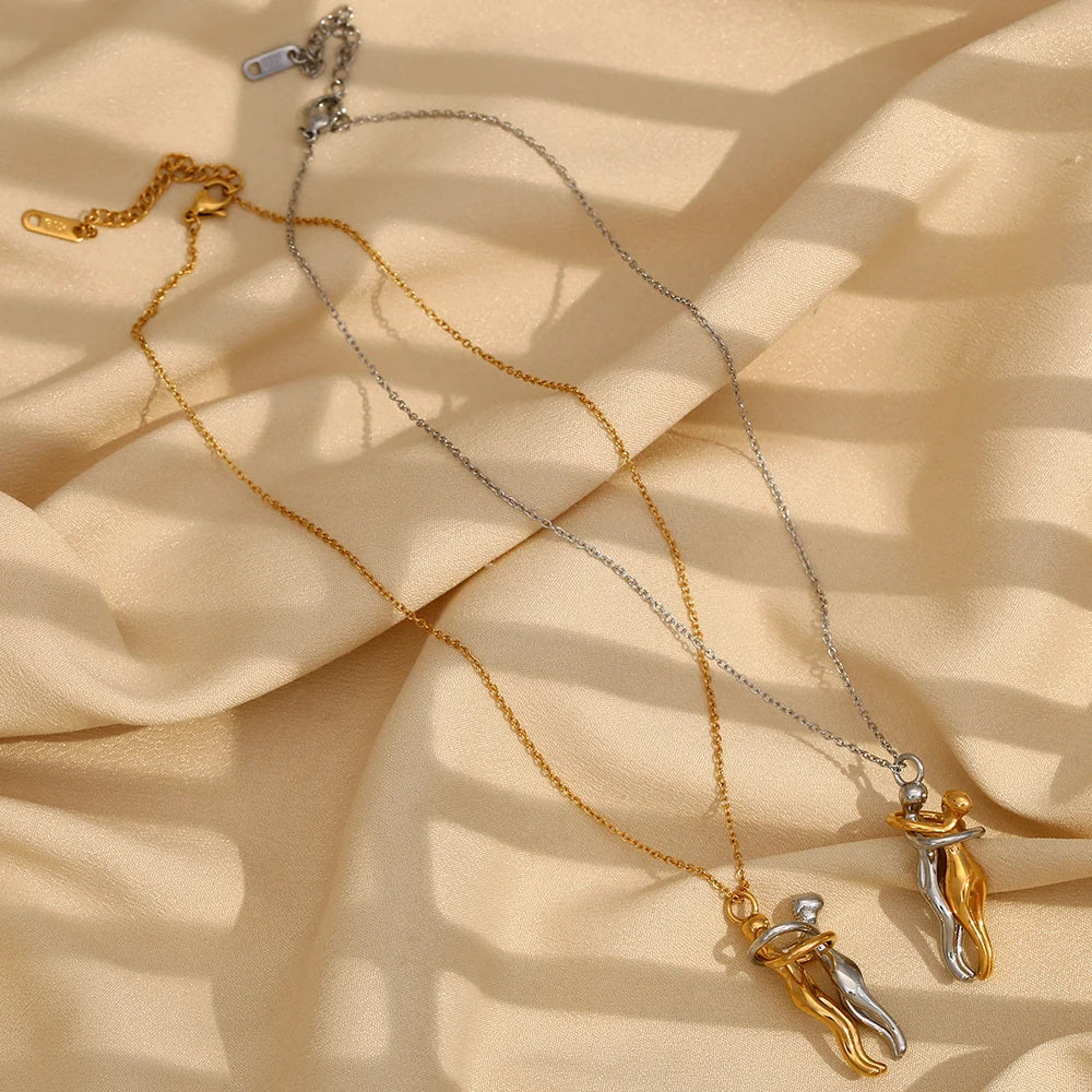 E.B.belle People Hug Pendant Necklace in Gold ATHLEXES