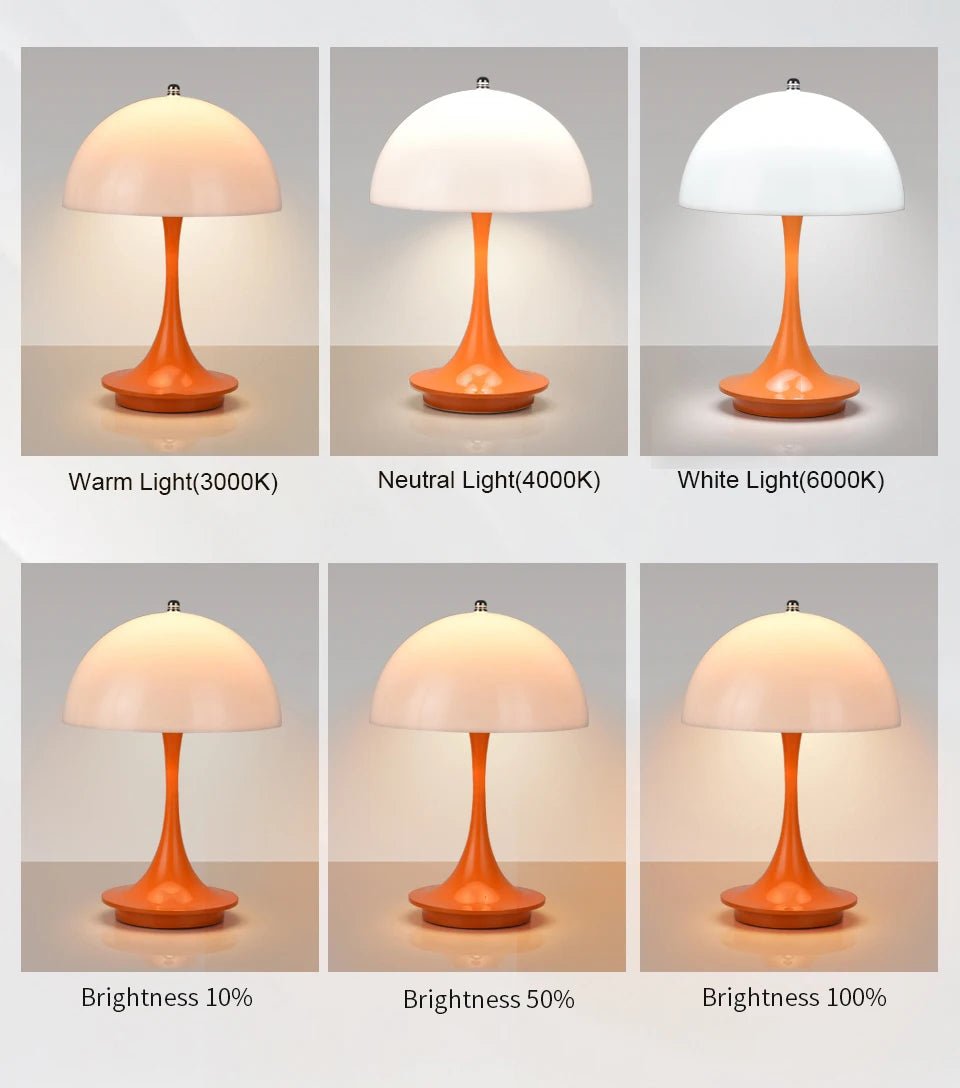 LED mushroom small table lamp portable USB charging dimmable flower bud lamp bedroom bedside lamp ATHLEXES