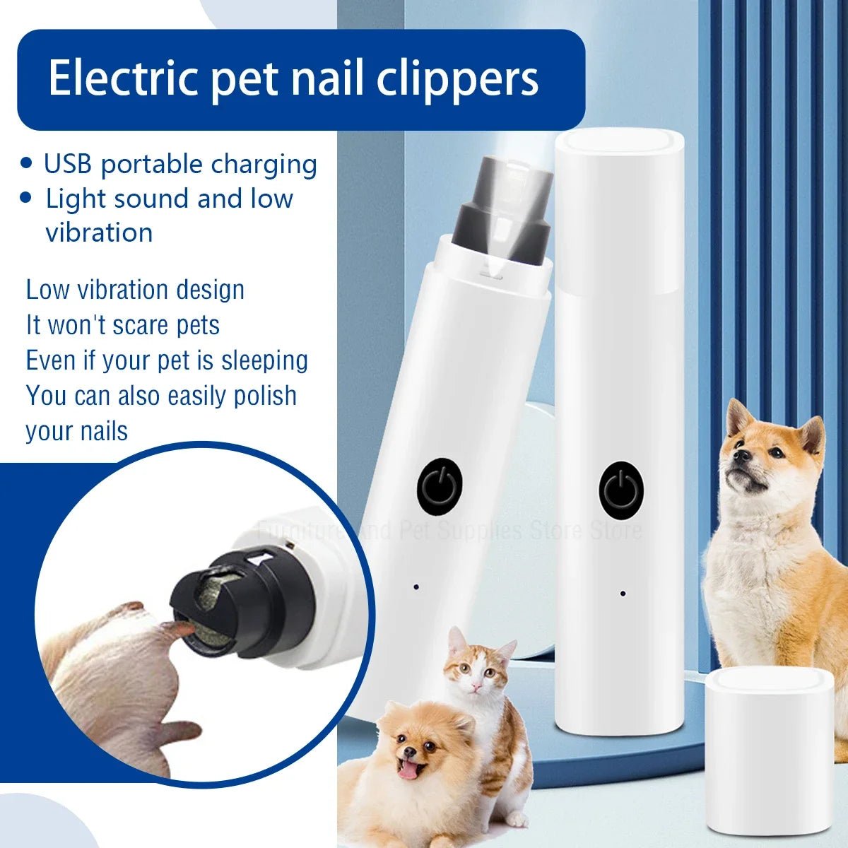 Electric Dog Nail Clippers for Dog Nail Grinders Rechargeable USB Charging LED Light Pet Quiet Cat Paws Nail Grooming Supplies ATHLEXES