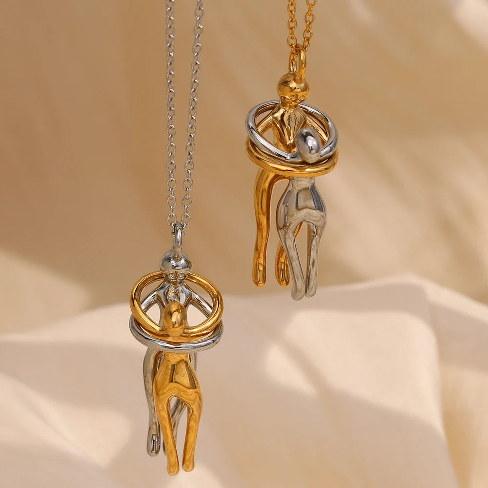 E.B.belle People Hug Pendant Necklace in Gold ATHLEXES