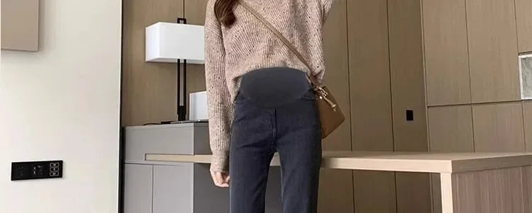 BumpStyle High Elasticity Maternity Fringe Jeans ATHLEXES