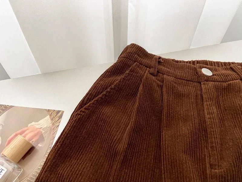 Chic Retro High Waist Corduroy Pants for Timeless Style ATHLEXES