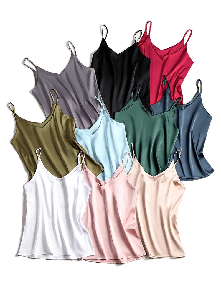 Silk Elegance V Neck Halter Cami Top for Women ATHLEXES