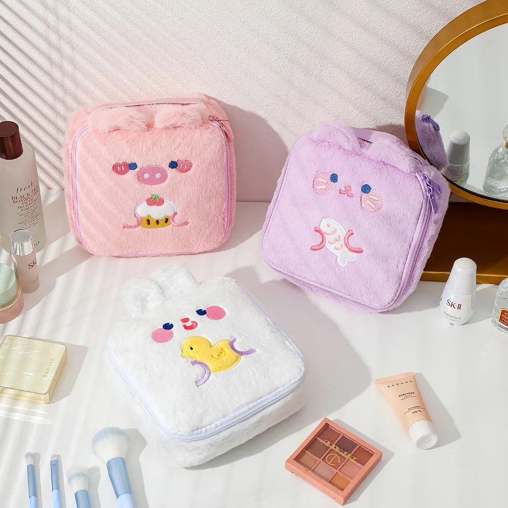 Charming Rabbit Ear Plush Makeup Bag for Girls ATHLEXES
