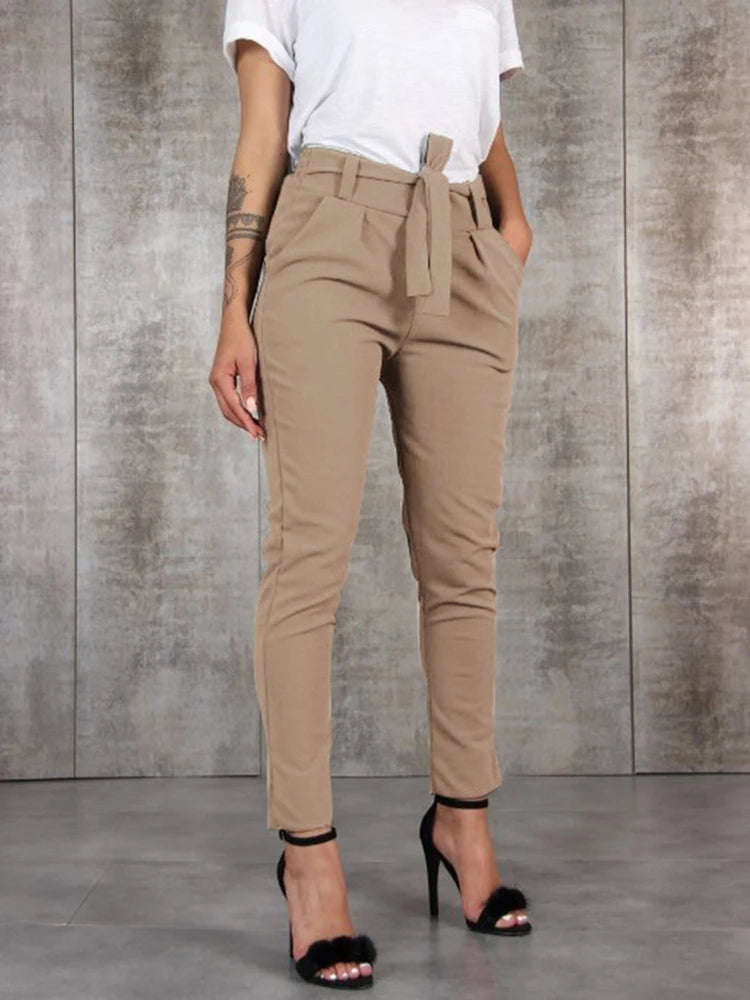Chic Chiffon High Waist Slim Fit Pants for Women ATHLEXES