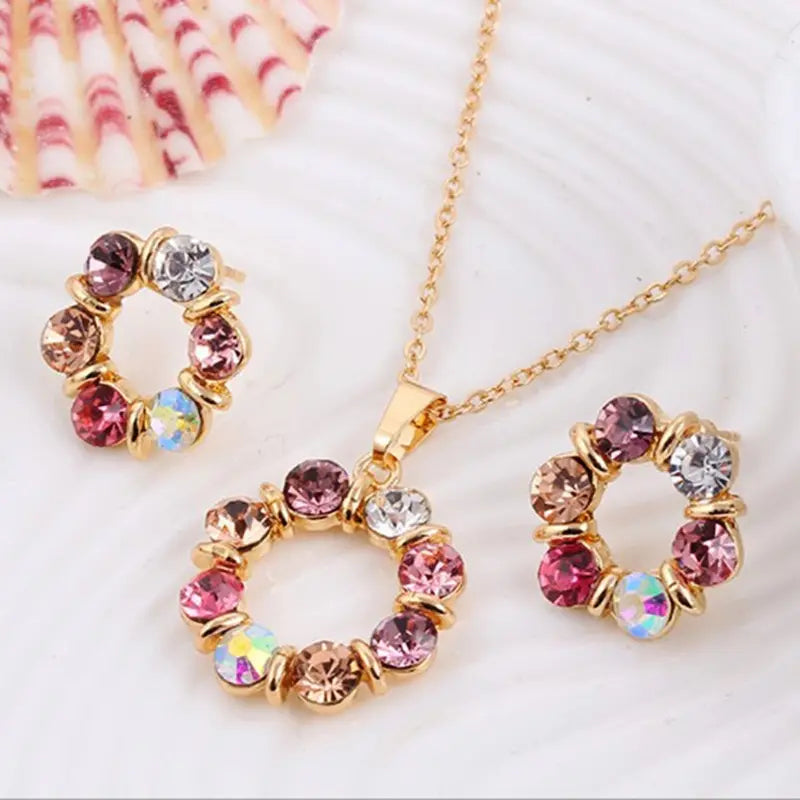 Elegant Gold Circle Jewelry Set ATHLEXES