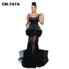 Elegant 3D Floral Mesh Mermaid Maxi Dress ATHLEXES