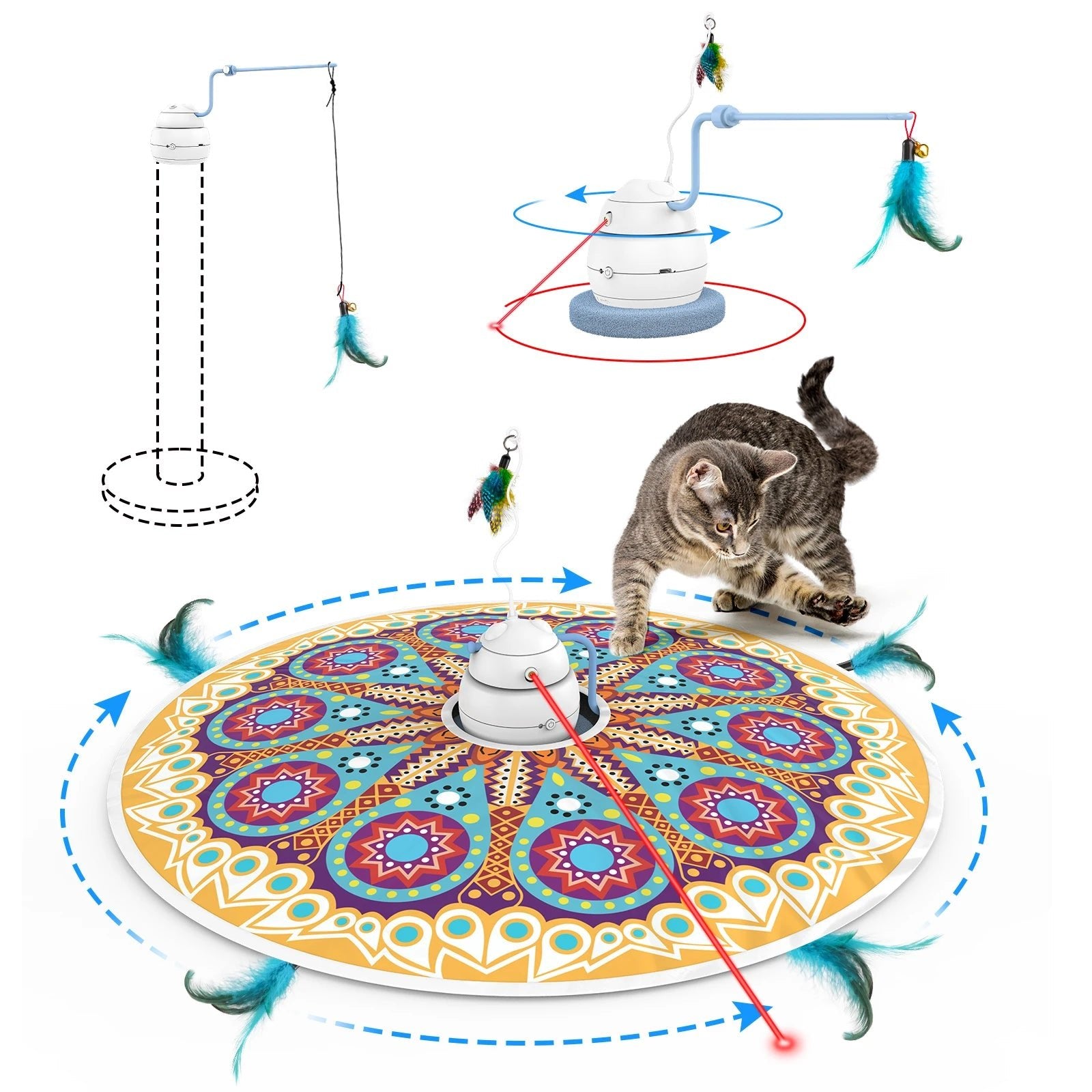 Electric Cat Toy with USB Charging, 360 Rotating, Interactive Puzzle, Intelligent Pet Items, Teasing Feather, Cat Supplies, Acce ATHLEXES