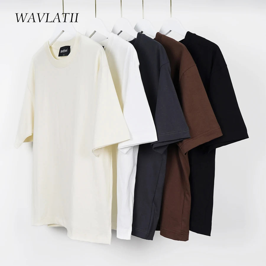 WAVLATII Oversized Brown Summer Tees for Unisex Casual Wear ATHLEXES