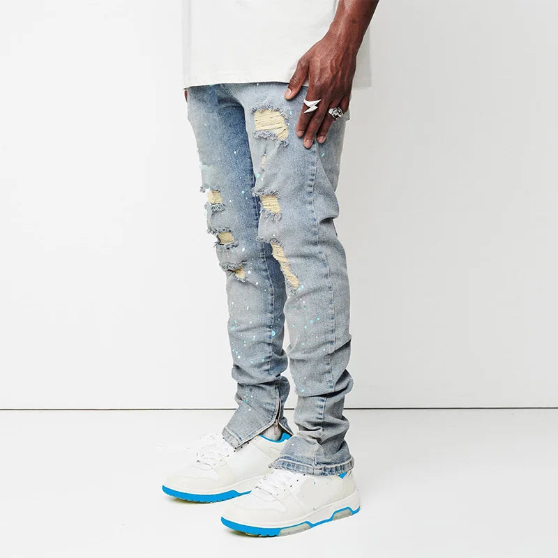 Urban Edge Slim Fit Painted Denim Trousers ATHLEXES