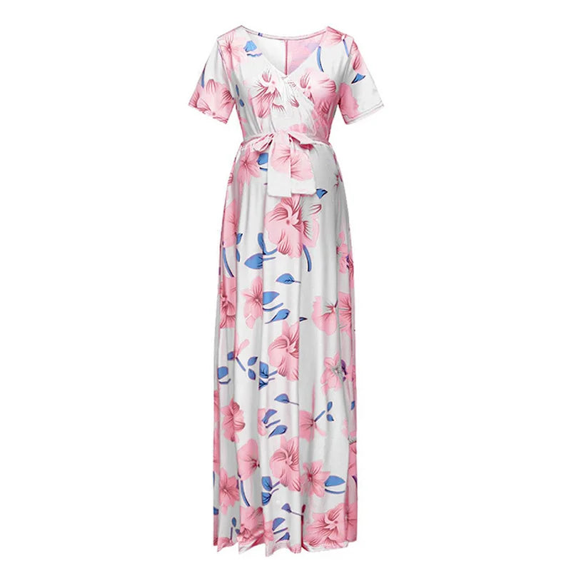 BloomEase Floral Maternity Maxi Dress ATHLEXES