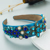 Elegant Blue Rhinestone Turban Headband for Women ATHLEXES