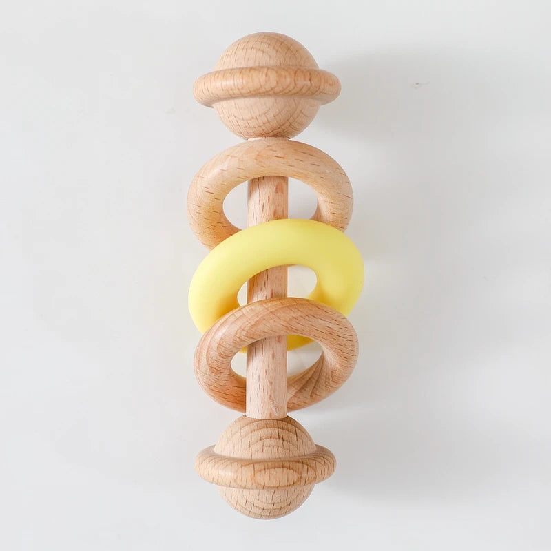 EcoBaby Wooden Rattles and Silicone Teether Set for Infants ATHLEXES