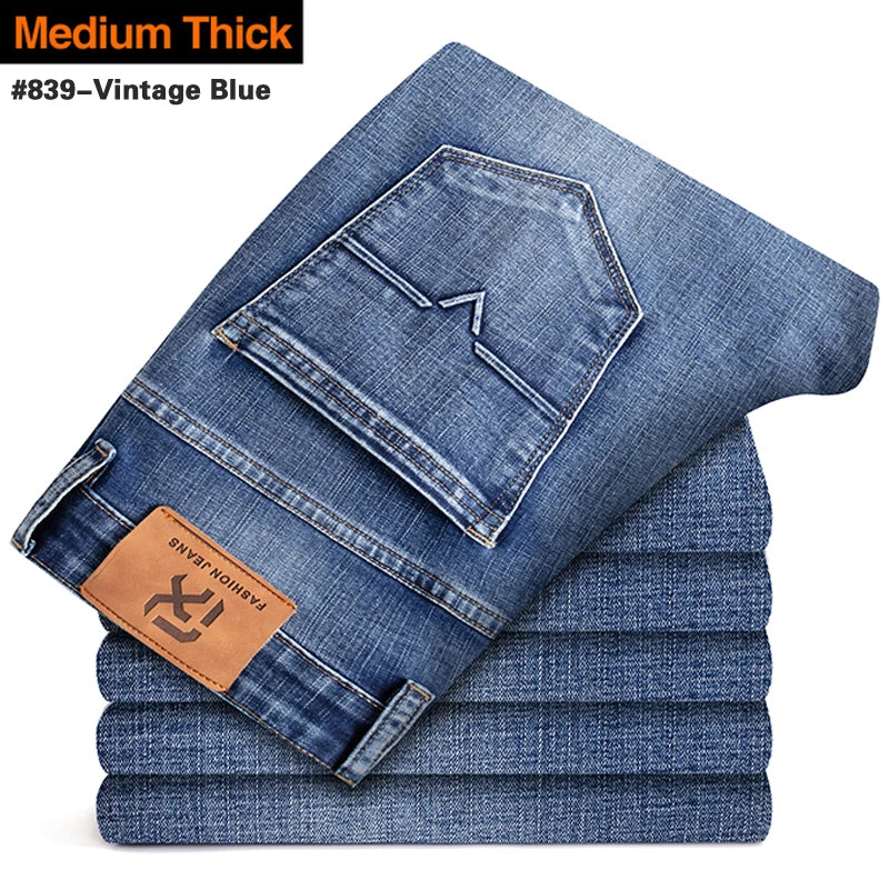 Classic Fit Stretch Denim Trousers for Men ATHLEXES