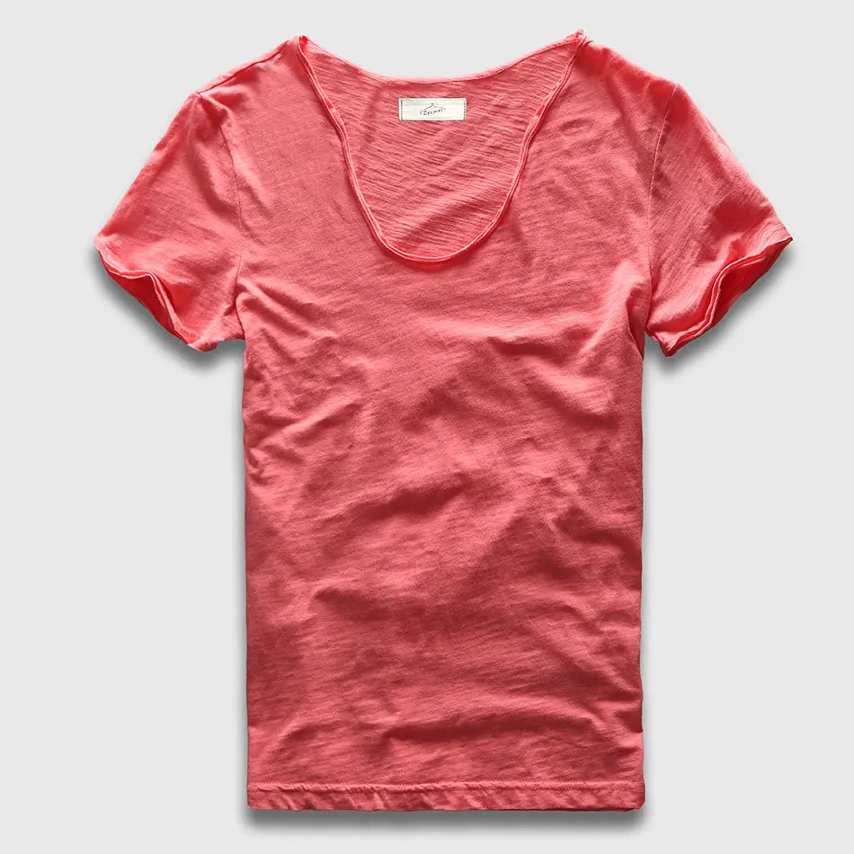 VogueFit Solid Cotton V-Neck Slim Fit T-Shirt for Men ATHLEXES