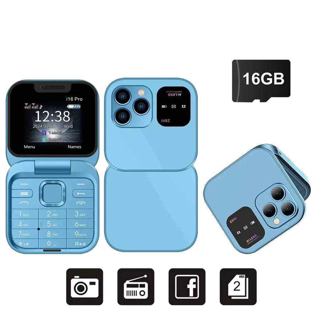 SERVO I16 Pro Mini Flip Phone with Dual SIM & FM Radio ATHLEXES
