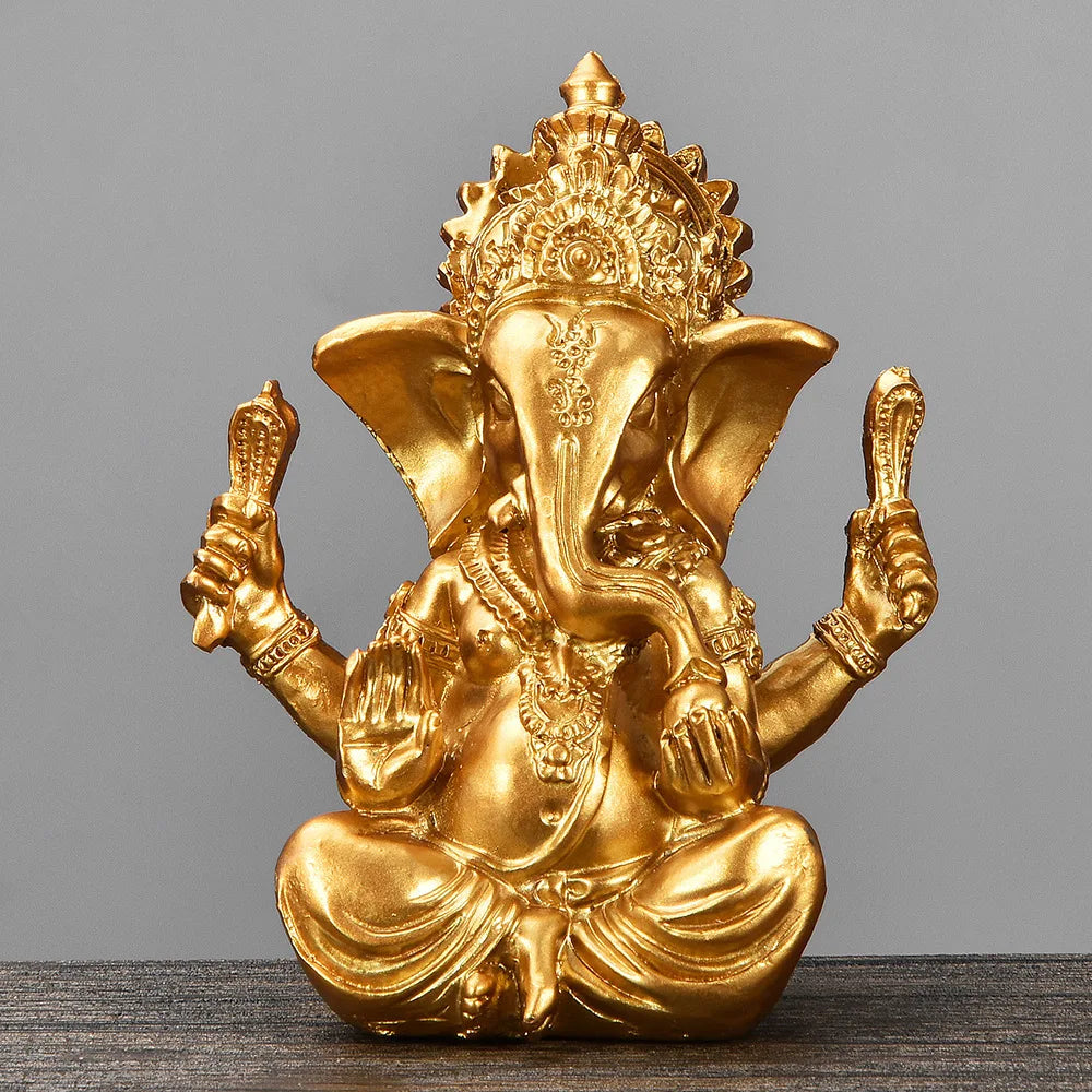 Divine Ganesha Golden Sandstone Figurine ATHLEXES