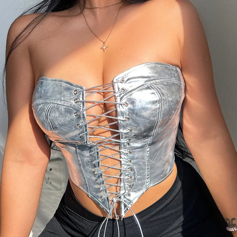 Goddess Glam Metallic Corset Top ATHLEXES